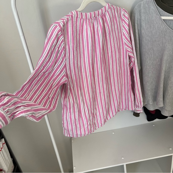 🩷UNIVERSAL THREAD STRIPED LONG SLEEVE PLACKET BLOUSE SIZE SMALL STRIPED BUTTONS - Picture 8 of 8